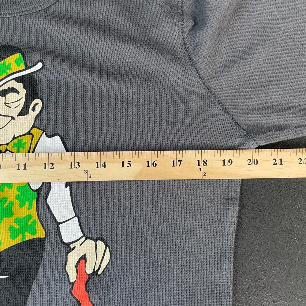 Boston Celtics Thermal Shirt Men L Gray Leprechaun Logo NBA Basketball Waffle - Picture 5 of 8